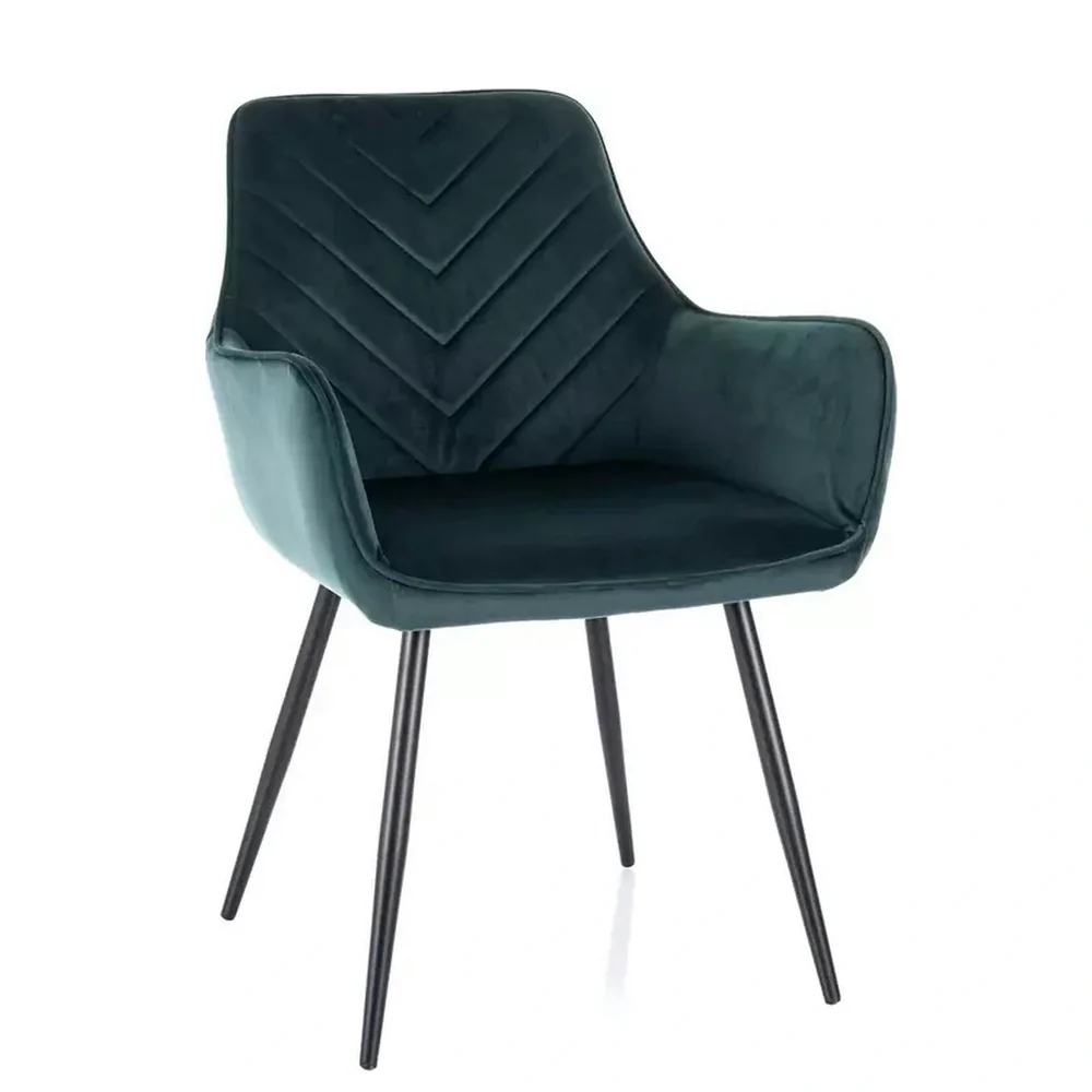 Scaune - Scaun FIG VELVET– 57x47x85 cm, verde/negru, stofa catifelata/metal