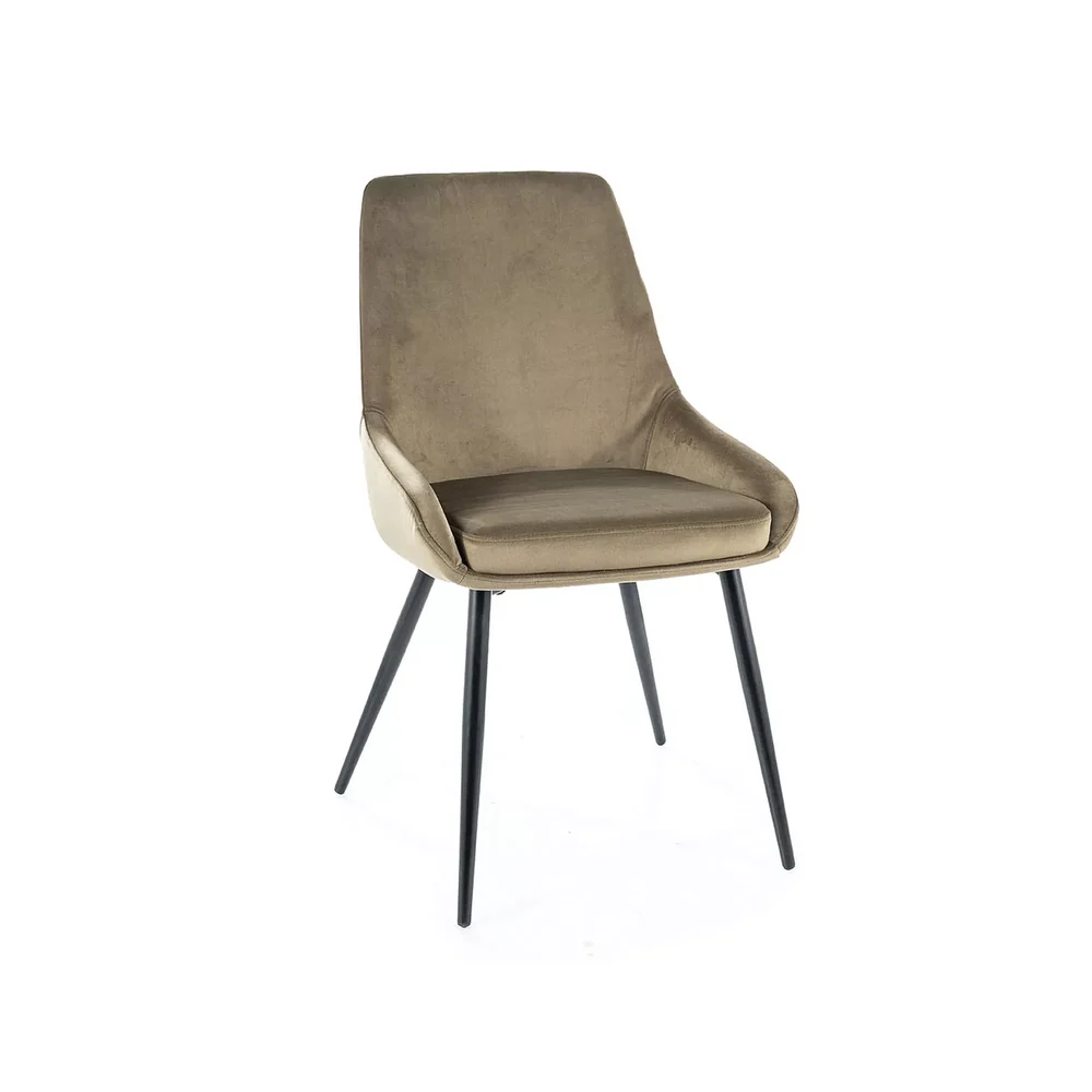 Scaune - Scaun COBE – 49x43x85 cm, verde olive / negru, stofă catifelată / metal