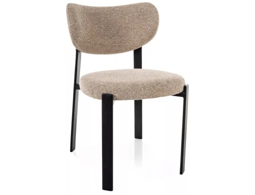 MOBILA - Scaun lemn tapitat Rin 253 bej/negru mat - H79 cm