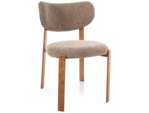 MOBILA - Scaun lemn tapitat Rin D 256 cappuccino/stejar - H79 cm