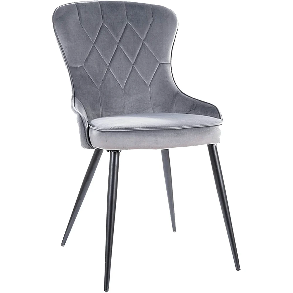 Scaune - Scaun LOTUS – 52x45x91 cm, gri / negru, stofă catifelată / metal