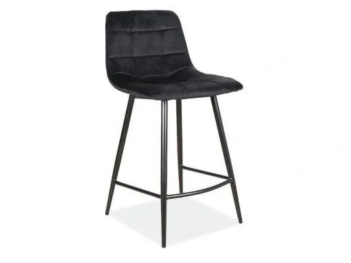 Scaune de bar - Scaun MILA H-2 VELVET – 43x40x87 cm, negru / negru mat, stofă catifelată / metal