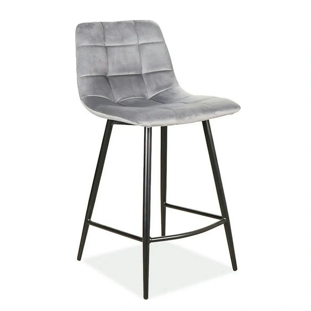 Scaune de bar - Scaun MILA H-2 VELVET – 43x40x87 cm, gri / negru mat, stofă catifelată / metal