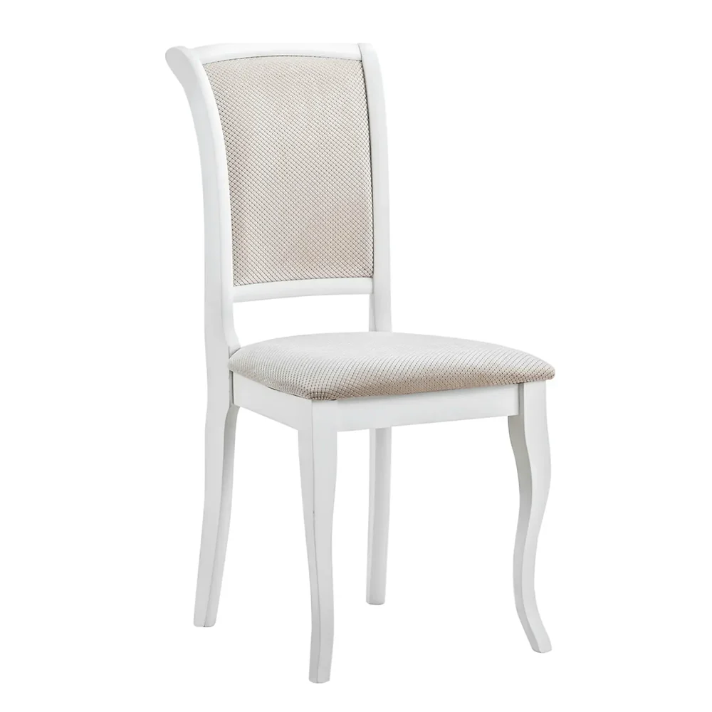 Scaune - Scaun vintage bucătărie MN-SC – 45x42x96 cm, alb / bej, stofă / lemn