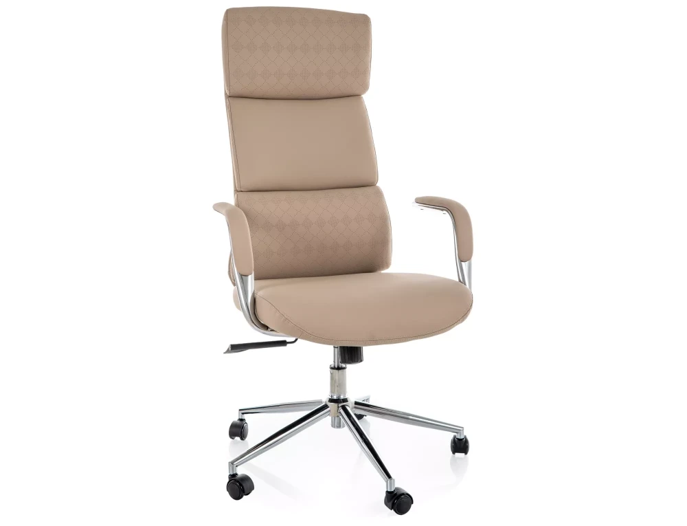 Scaune de bar - Scaun Q-03 – H119-127xL65xA71 cm, bej / argintiu, piele ecologică / metal