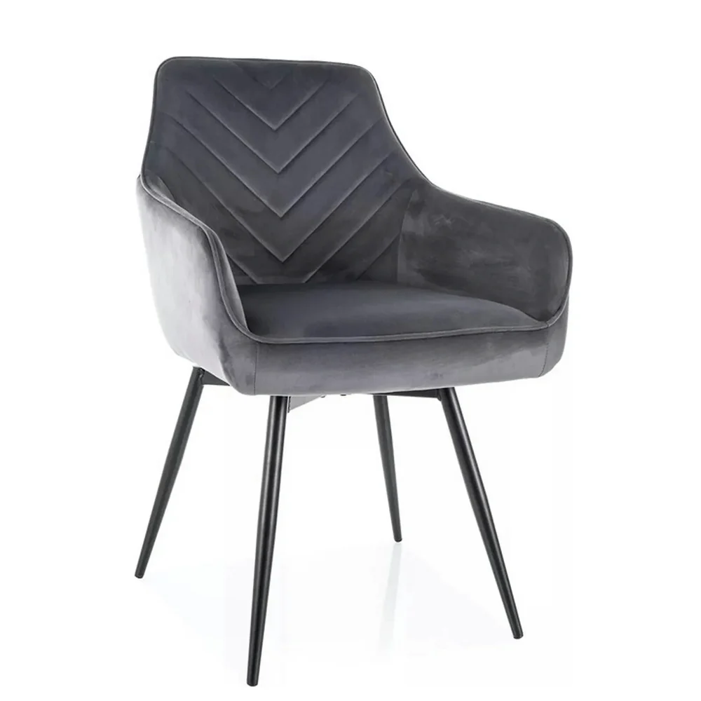 Scaune - Scaun SERVIO VELVET – 55x58x88 cm, gri inchis/negru