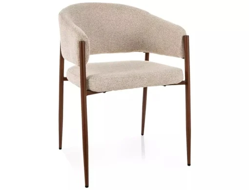 MOBILA - Scaun tapițat Akita D 255 - 59x56x78 cm, bej deschis  / nuc