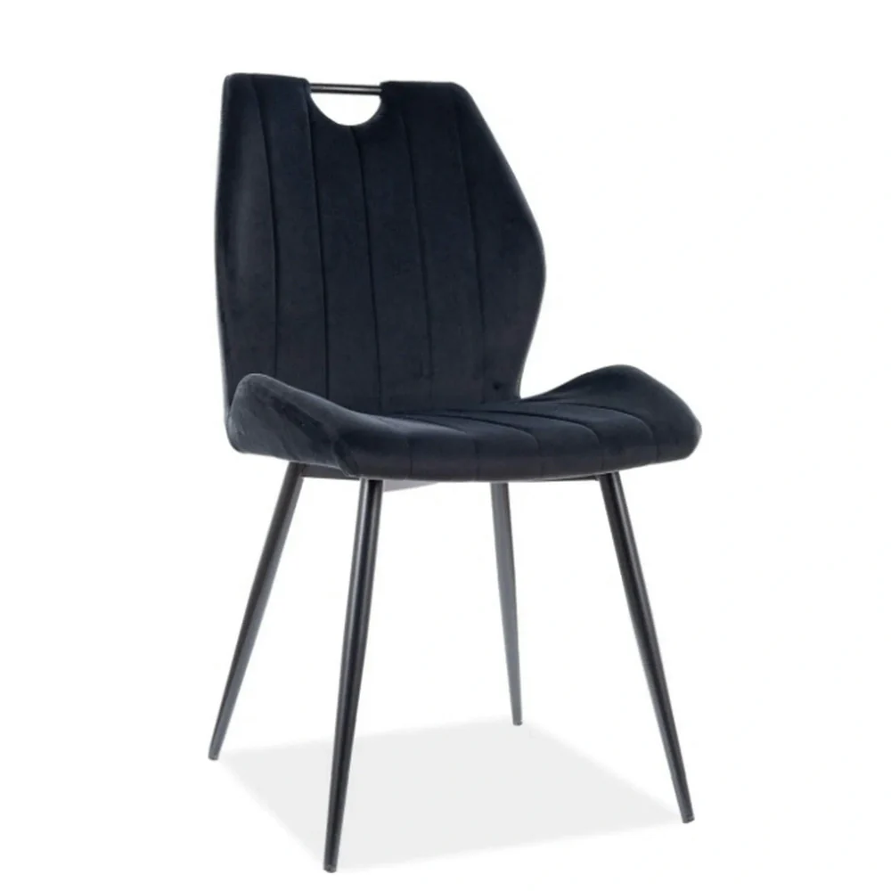 Scaune - Scaun tapițat ARCO VELVET – 52x44x92 cm, negru, stofă / metal
