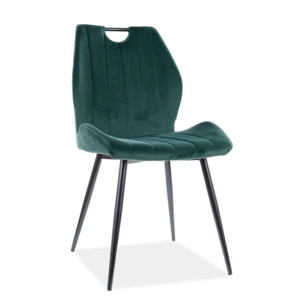 Scaune - Scaun tapițat ARCO VELVET – 52x44x92 cm,  verde inchis/negru, stofă / metal