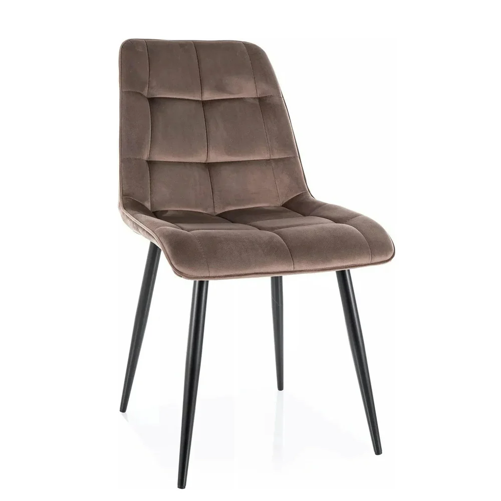 Scaune - Scaun CHIC – 50x58x88 cm, cappuccino / negru, stofă catifelată / metal