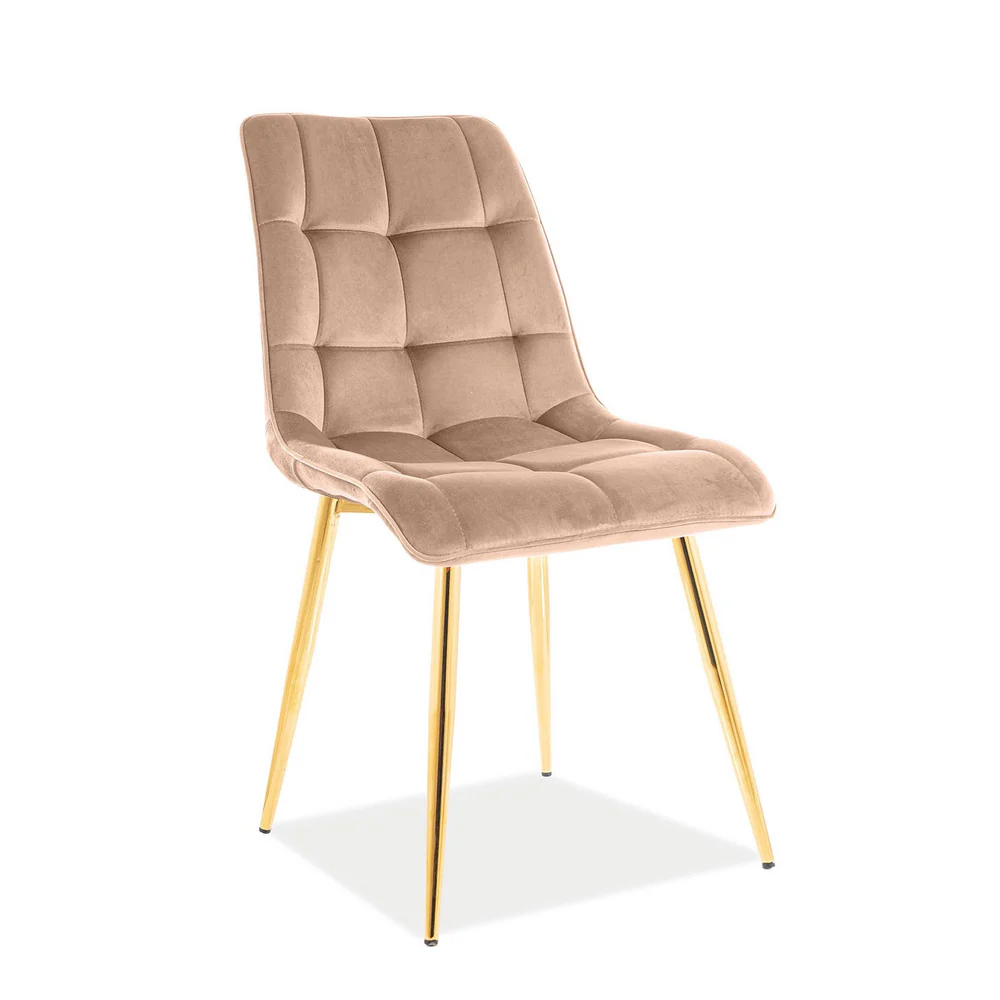 Scaune - Scaun tapițat CHIC Złoty Velvet– 50x58x88 cm, bej / auriu, stofă / metal