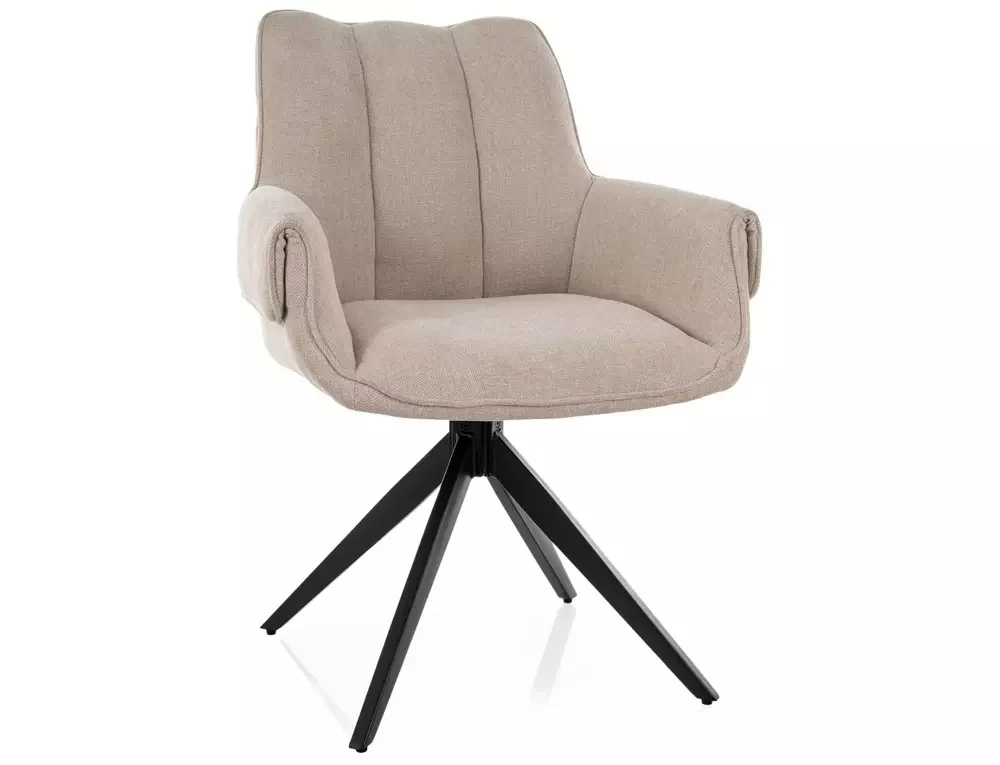 MOBILA - Scaun tapițat GIO – 49x62x86 cm, bej deschis / negru mat