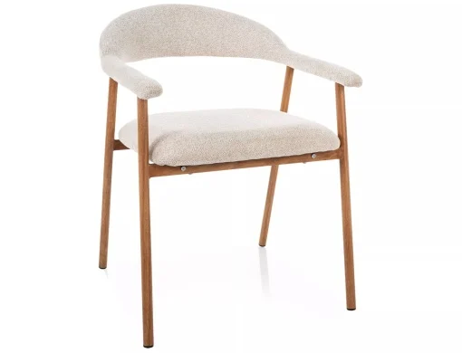 MOBILA - Scaun tapițat Lagos D Raven -  49x57x76 cm, bej deschis 22 / stejar
