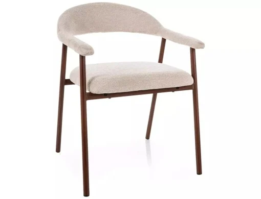 MOBILA - Scaun tapițat Lagos D Raven -  49x57x76 cm, bej deschis 24 / nuc
