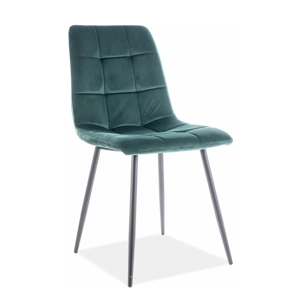 Scaune - Scaun tapițat MILA – 45x41x86 cm, verde / negru, stofă catifelată / metal