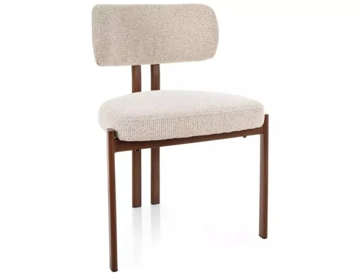 MOBILA - Scaun tapitat Misaki D 255 bej deschis / nuc - H81 cm