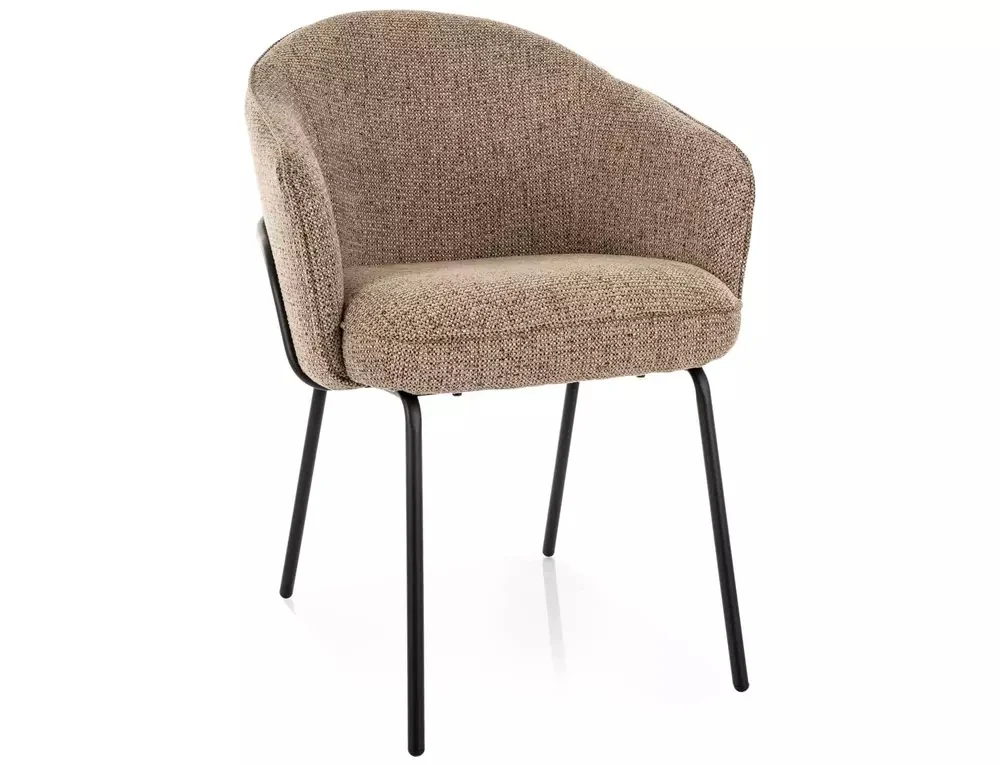 MOBILA - Scaun tapițat NAO NOELLE – 51x60x82 cm, bej inchis / negru mat