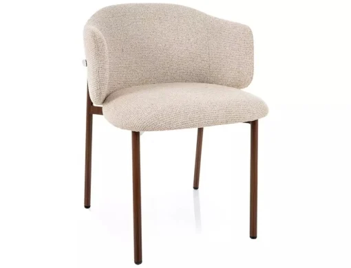 MOBILA - Scaun tapițat OSAKA D 255 – 54x48x77 cm, bej deschis / nuc