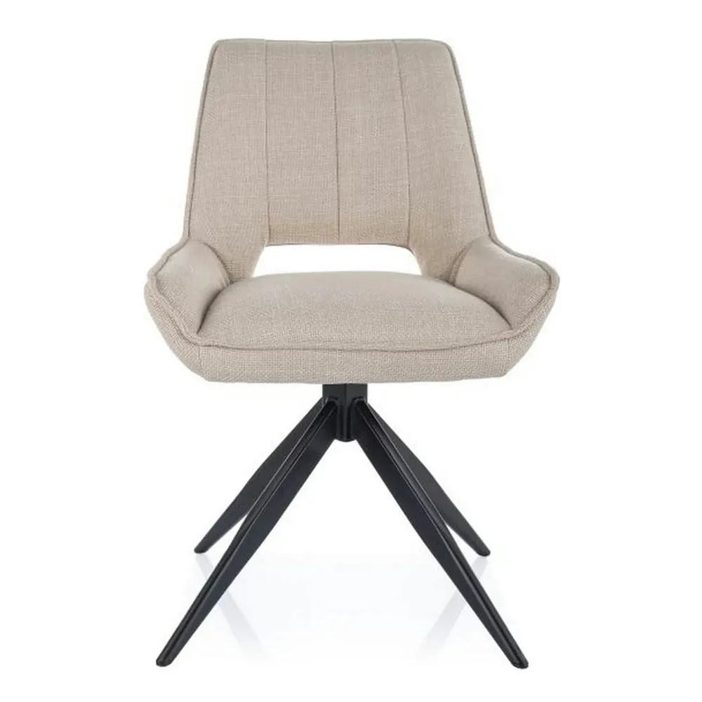 MOBILA - Scaun TELLO - 54x46x84 cm, bej deschis/negru, stofa clasica/metal
