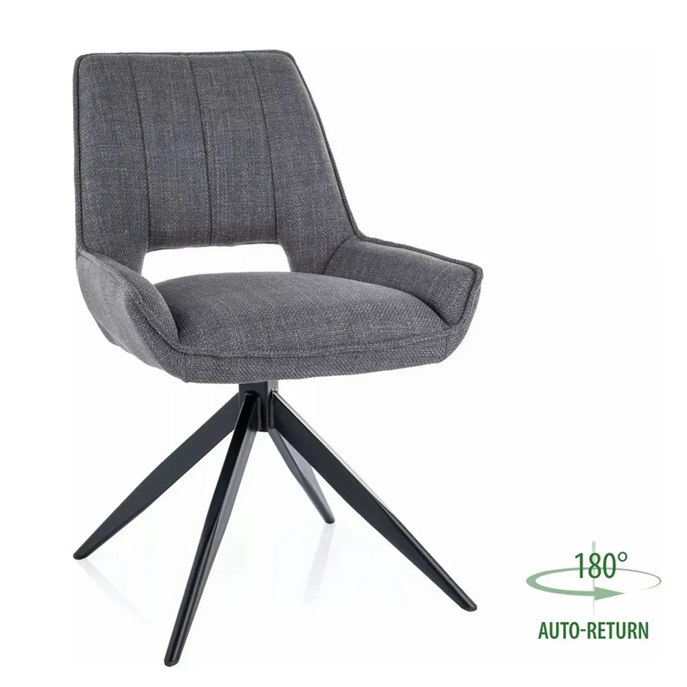 MOBILA - Scaun rotativ TELLO - 54x46x84 cm, gri/negru, stofa clasica/metal