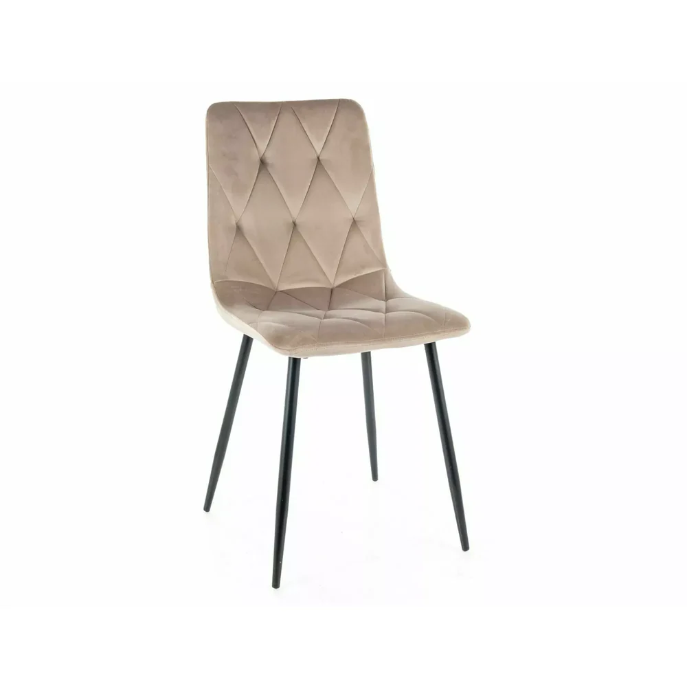 Scaune - Scaun TOM – 45x39x91 cm, bej / negru, stofă catifelată / metal
