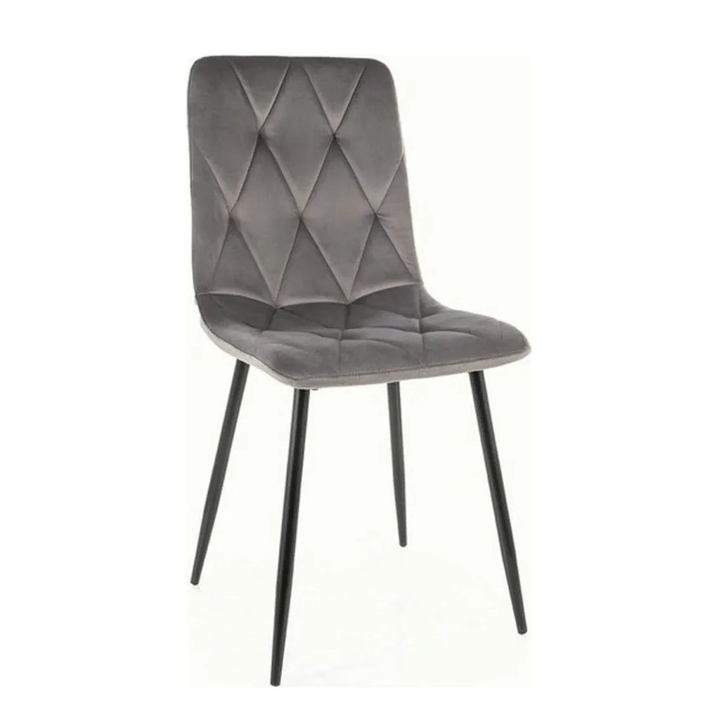 Scaune - Scaun TOM – 45x39x91 cm, gri / negru, stofă catifelată / metal
