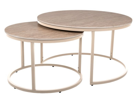 Mese - Set 2 masute FERRANTE K, 80 x 42 cm/60 x 38 cm, travertin bej mat cu casmir