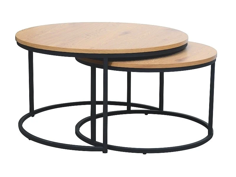 Mese - Set 2 mese de cafea Atlanta III - 80/60 x 45/40 cm stejar/negru