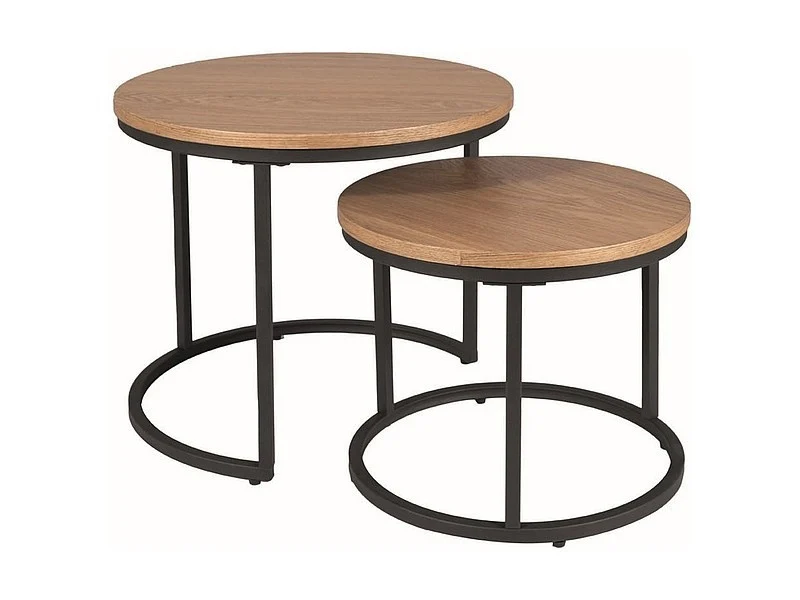 Mese - Set mese de cafea Amaro 53x45 cm / 43 x 35 cm – stejar/negru