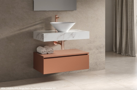 DOTARI BAIE - Set mobilier baie KEA 80, Beige Red - Superficie 800, Marble S01