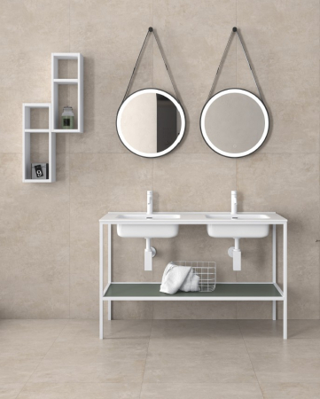 Colectia NEW TERRA - Set mobilier baie NEW TERRA 120, Bianco/Cement Green