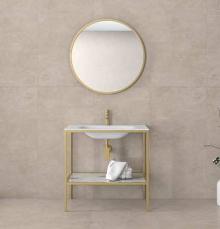 Colectia NEW TERRA - Set mobilier baie NEW TERRA 80 Oro Opaco /Classy White