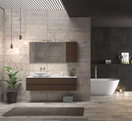Mobilier baie - Set mobilier baie SPACE 155 MARRONE TERRA