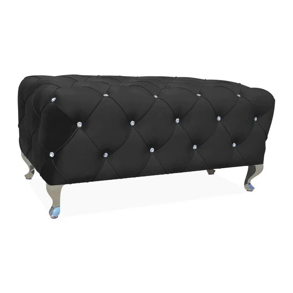 MOBILA - Taburet Hestia, stofă catifelată negru Bluvel 19, 100x50x46 cm