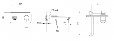 Baterie mixer de perete lavoar - ANDARE BIANCO BRONZE [1]