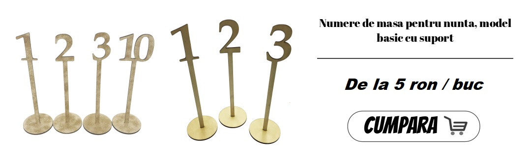 Numere de masa pentru nunta, model basic cu suport