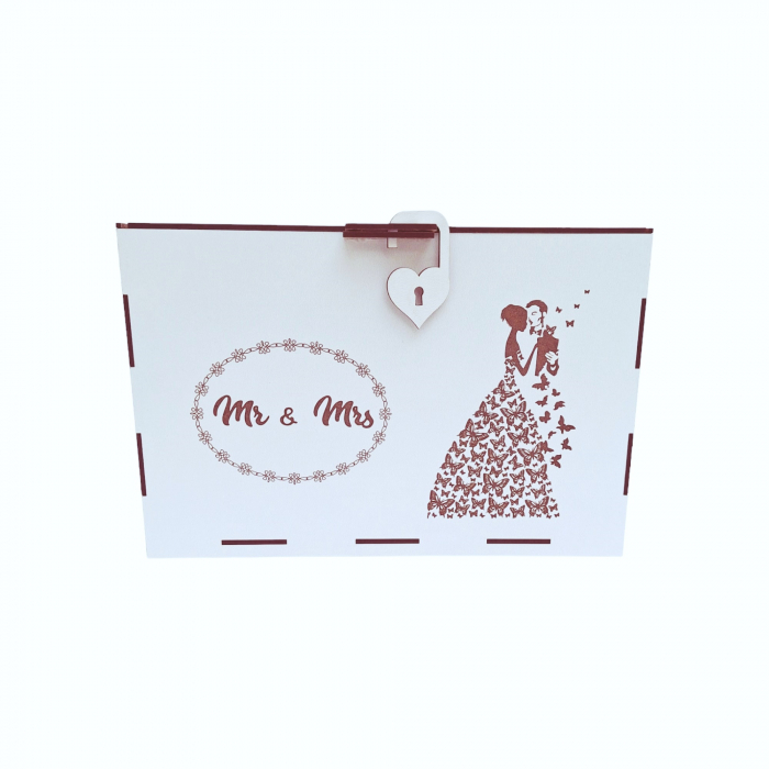 Cutie dar pentru miri, model fluturi, alb, HDF, 30x20x20cm [2]