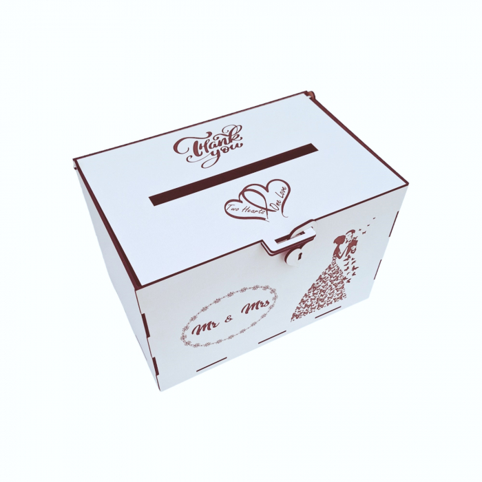 Cutie dar pentru miri, model fluturi, alb, HDF, 30x20x20cm [4]
