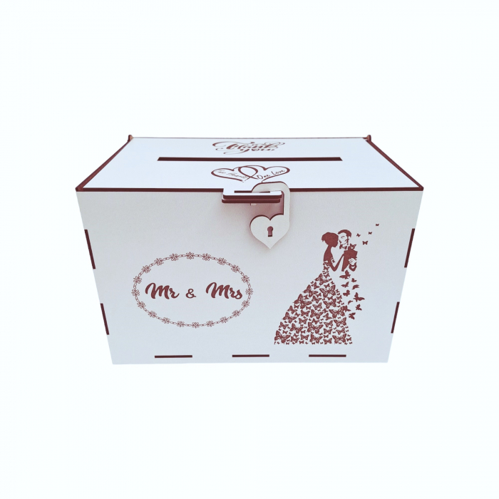 Cutie dar pentru miri, model fluturi, alb, HDF, 30x20x20cm [6]