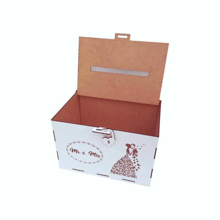 Cutie dar pentru miri, model fluturi, alb, HDF, 30x20x20cm [9]