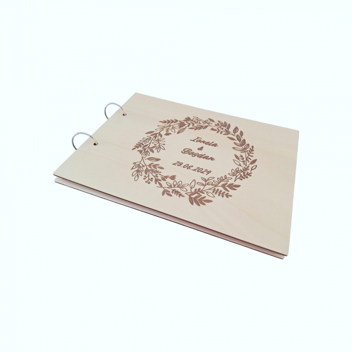 Coperti din lemn - guestbook personalizat - model coronita [6]