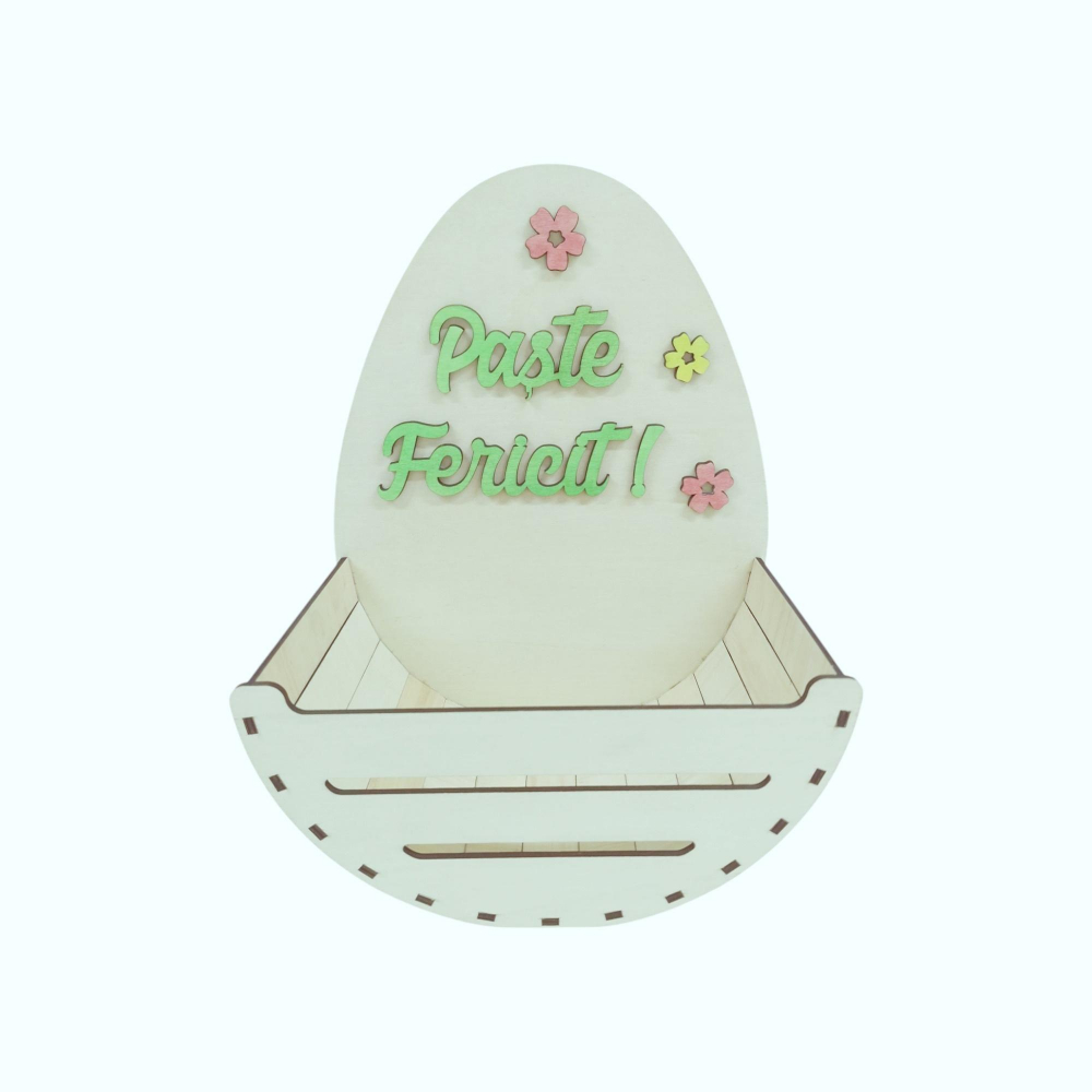 Cosulet pentru oua din lemn, paste fericit, 25x16x33CM [8]
