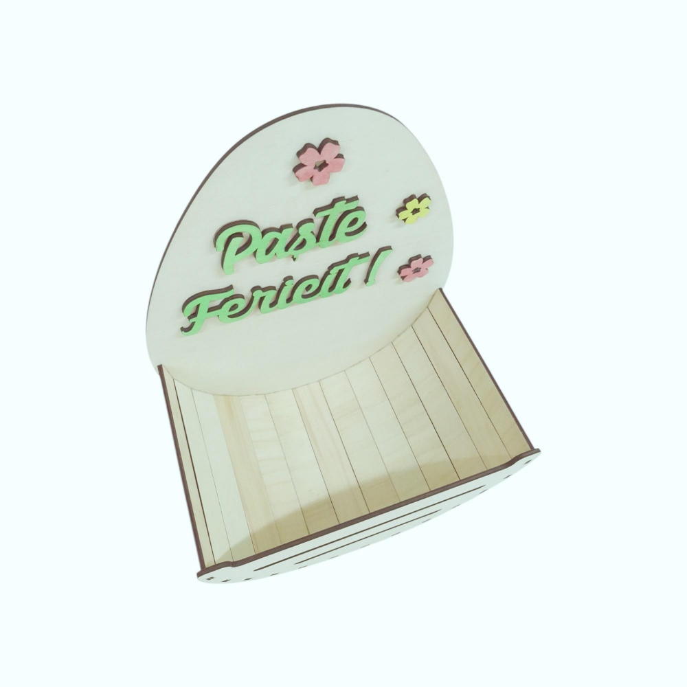 Cosulet pentru oua din lemn, paste fericit, 25x16x33CM [7]