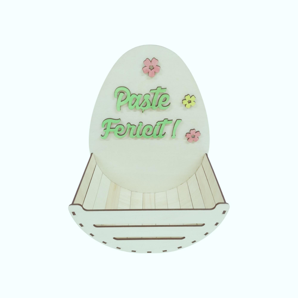 Cosulet pentru oua din lemn, paste fericit, 25x16x33CM [6]