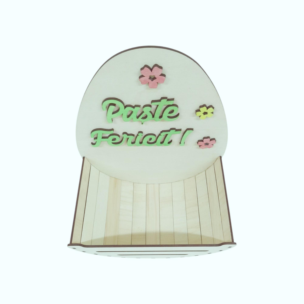 Cosulet pentru oua din lemn, paste fericit, 25x16x33CM [3]