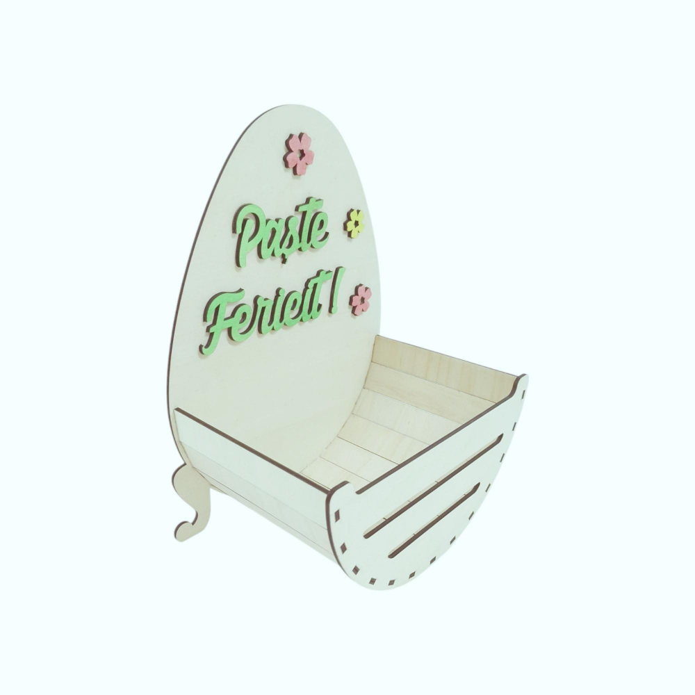 Cosulet pentru oua din lemn, paste fericit, 25x16x33CM [2]