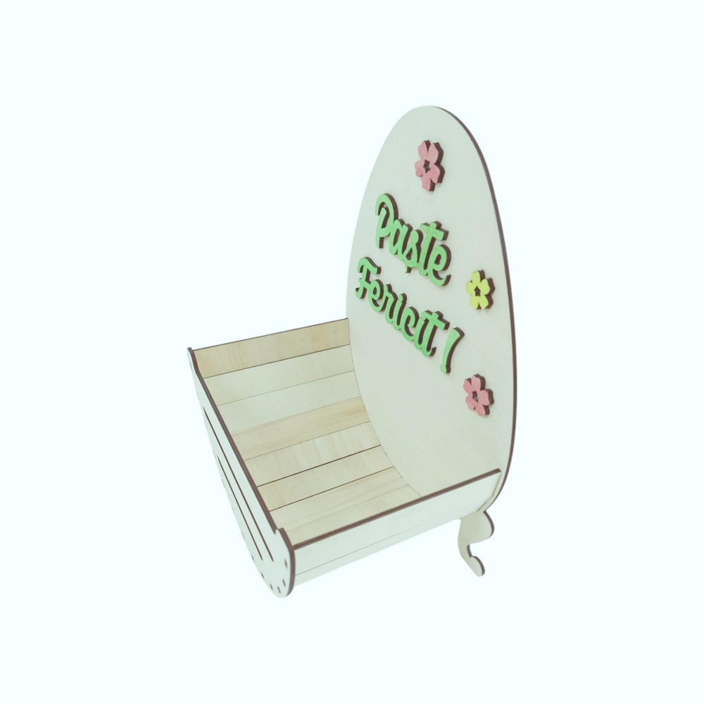 Cosulet pentru oua din lemn, paste fericit, 25x16x33CM [5]