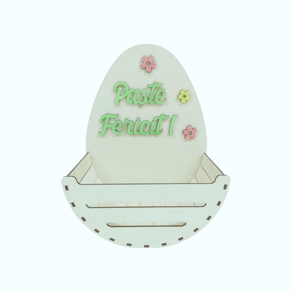 Cosulet pentru oua din lemn, paste fericit, 25x16x33CM [4]