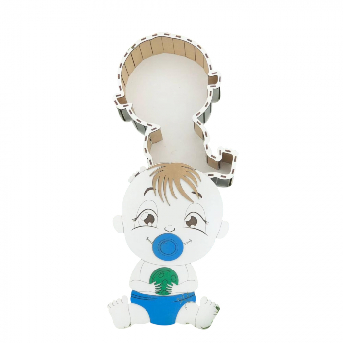 Cutie cadou din lemn, model baiat bebelus, 32x22x9cm [3]
