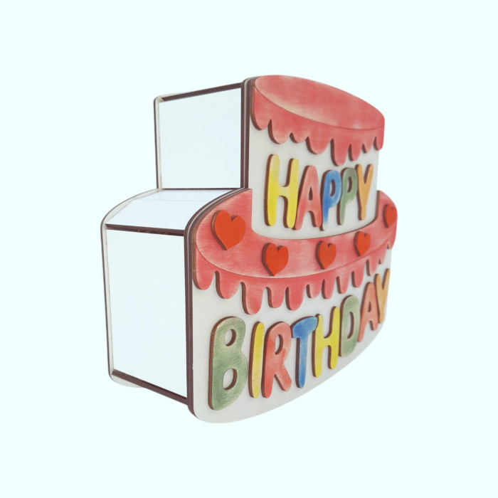 Cutie cadou din lemn, model tort, 32x26x9cm [5]